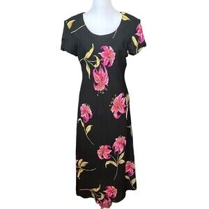 Jessica Howard Floral Midi Dress Size 8 Black/Purple